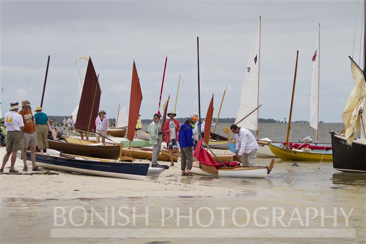 Hard to fit another boat on the beach at Atsenia Otie Key - Cedar Key Small Boat Show - Photo by Pat Bonish