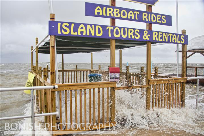 Brand New Dock getting pounded during Tropical Storm Andrea - Cedar Key Florida - Photo by Pat Bonish