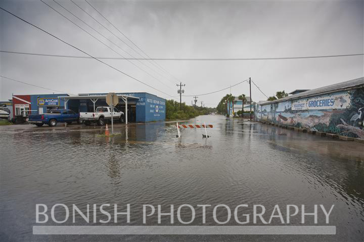 Downtown Cedar Key streets flooded during Tropical Storm Andrea - Photo by Pat Bonish