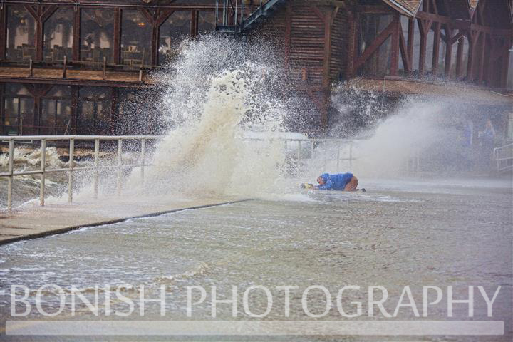 News Camera Man taking his coverage to a new level - Tropical Storm Andrea hits Cedar Key Florida - Photo by Pat Bonish