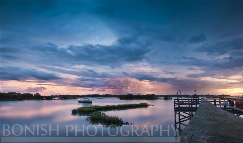 Notice the Lightning Bolts in the Storm cloud during Sunset