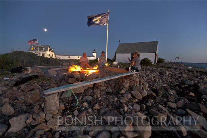 Bonfire, Goat Island Light House, Maine, Cape Porpoise, Bonish Photo